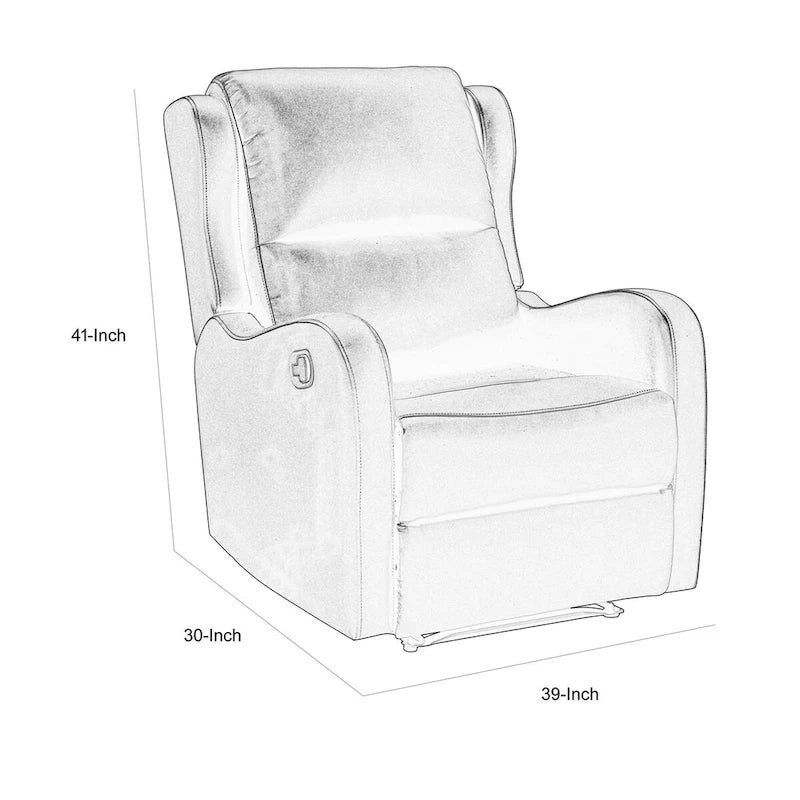Fauteuil Inclinable Manuel Planeur Kim 39 Pouces, Similicuir Blanc Cassé