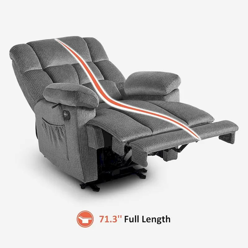 MCombo Fauteuil inclinable électrique avec fonctions de chauffage et de massage, en tissu, R6233