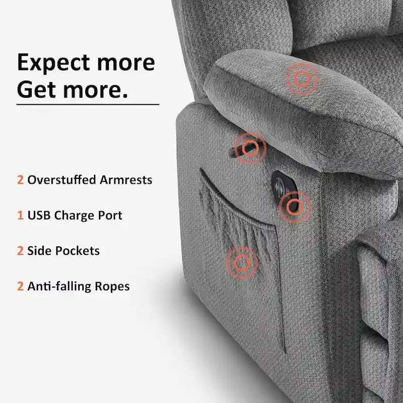 MCombo Fauteuil inclinable électrique avec fonctions de chauffage et de massage, en tissu, R6233