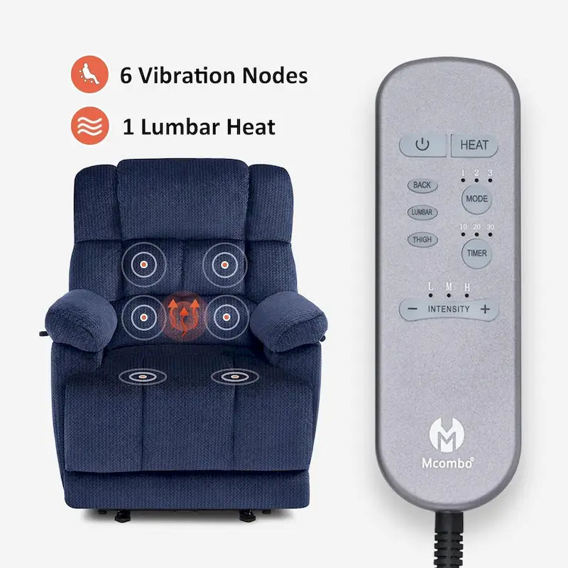 MCombo Fauteuil inclinable électrique avec fonctions de chauffage et de massage, en tissu, R6233