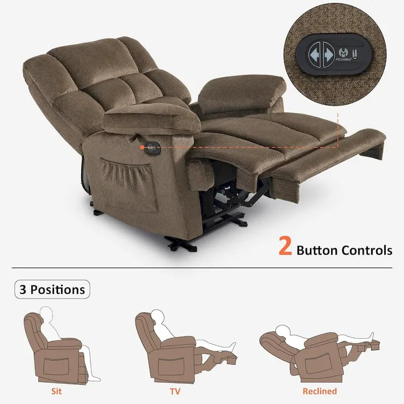 MCombo Fauteuil inclinable électrique avec fonctions de chauffage et de massage, en tissu, R6233