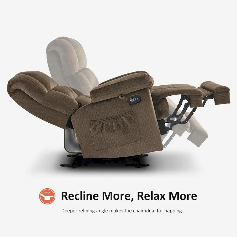 MCombo Fauteuil inclinable électrique avec fonctions de chauffage et de massage, en tissu, R6233