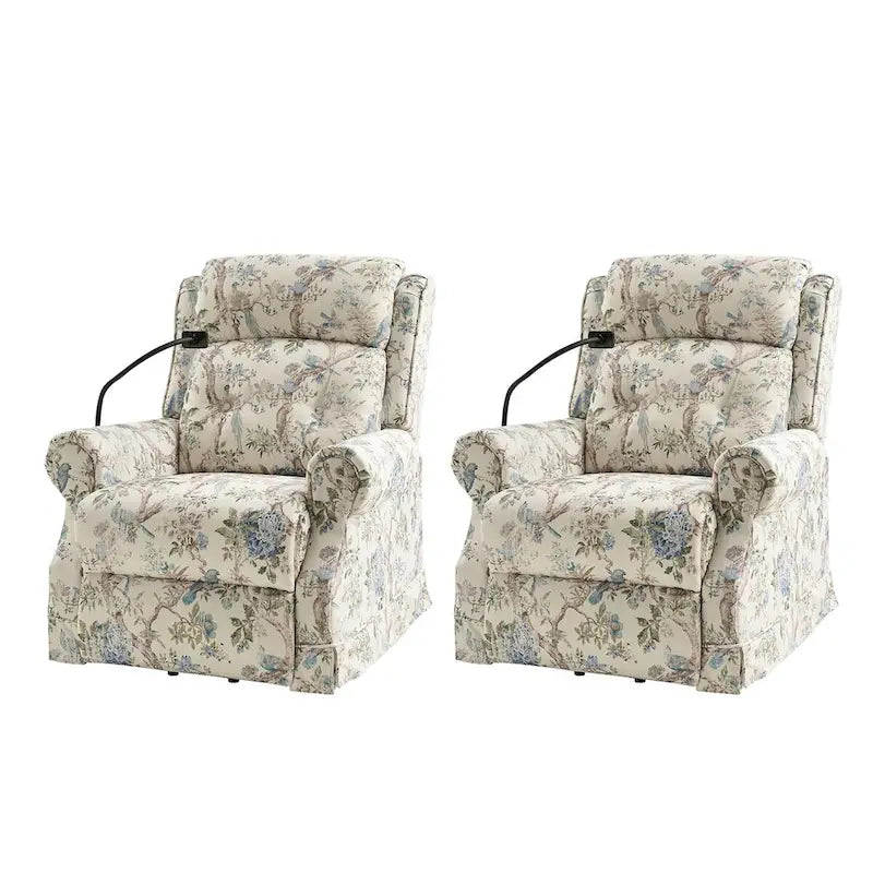 Billy Fauteuil inclinable motorisé traditionnel avec fonction de massage, de chauffage et d'appuie-tête manuel, lot de 2, par HULALA HOME