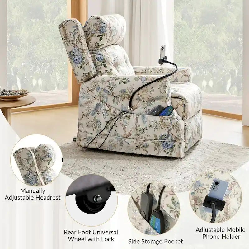 Billy Fauteuil inclinable motorisé traditionnel avec fonction de massage, de chauffage et d'appuie-tête manuel, lot de 2, par HULALA HOME