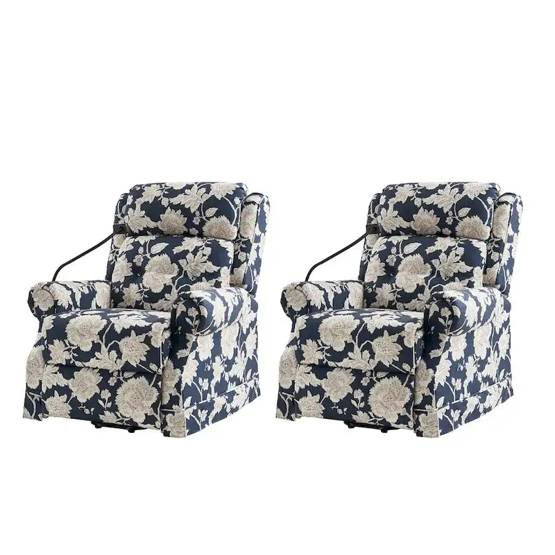 Billy Fauteuil inclinable motorisé traditionnel avec fonction de massage, de chauffage et d'appuie-tête manuel, lot de 2, par HULALA HOME