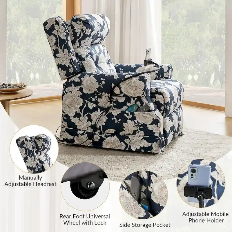 Billy Fauteuil inclinable motorisé traditionnel avec fonction de massage, de chauffage et d'appuie-tête manuel, lot de 2, par HULALA HOME