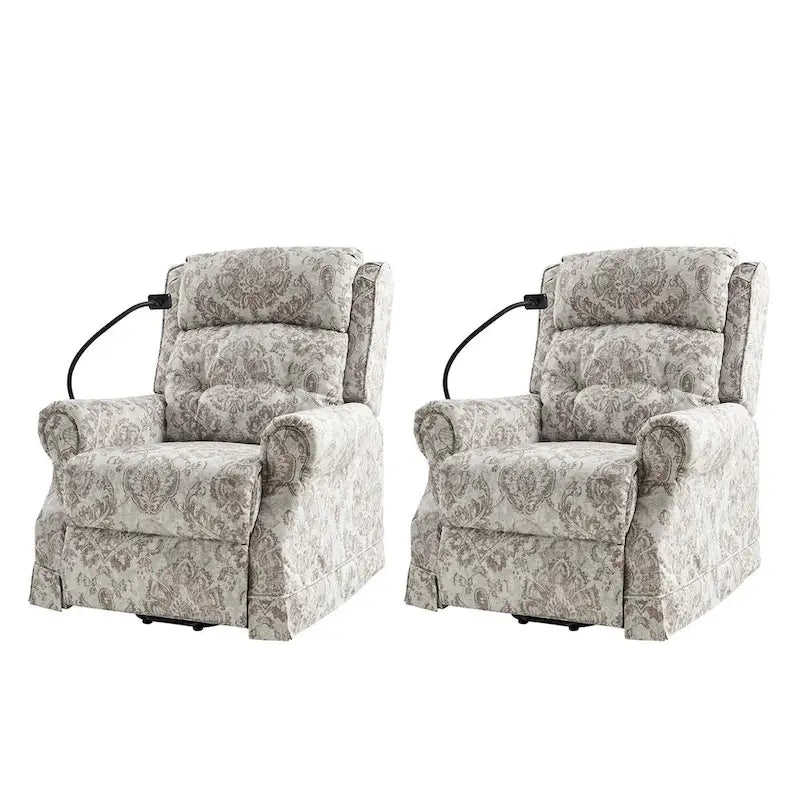 Billy Fauteuil inclinable motorisé traditionnel avec fonction de massage, de chauffage et d'appuie-tête manuel, lot de 2, par HULALA HOME