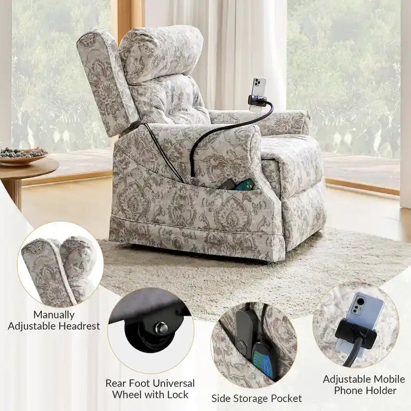 Billy Fauteuil inclinable motorisé traditionnel avec fonction de massage, de chauffage et d'appuie-tête manuel, lot de 2, par HULALA HOME