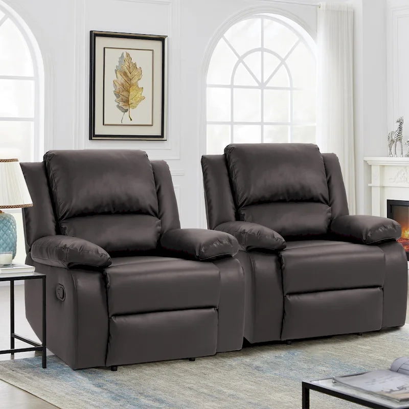 Fauteuil inclinable manuel push-back rembourré, ensemble de 2, design moderne