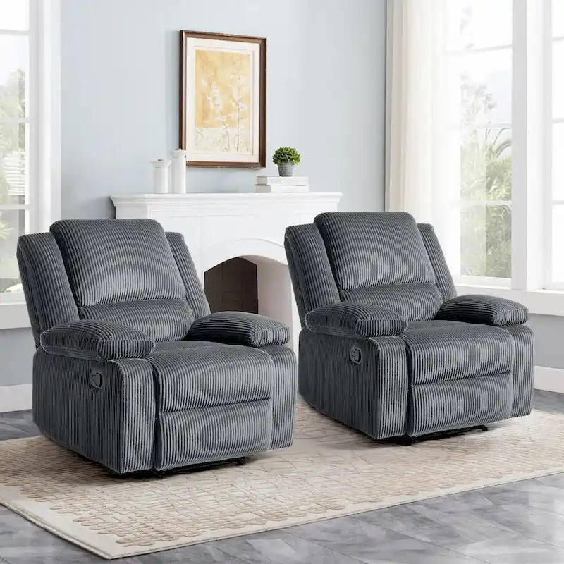 Fauteuil inclinable manuel push-back rembourré, ensemble de 2, design moderne