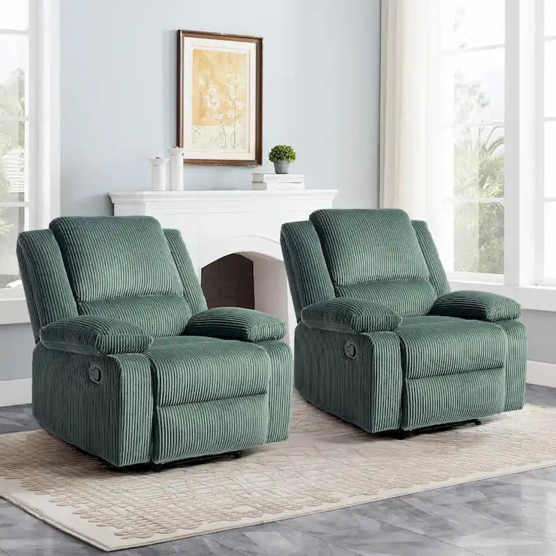 Fauteuil inclinable manuel push-back rembourré, ensemble de 2, design moderne