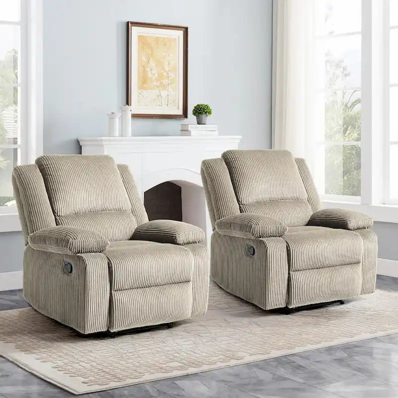 Fauteuil inclinable manuel push-back rembourré, ensemble de 2, design moderne
