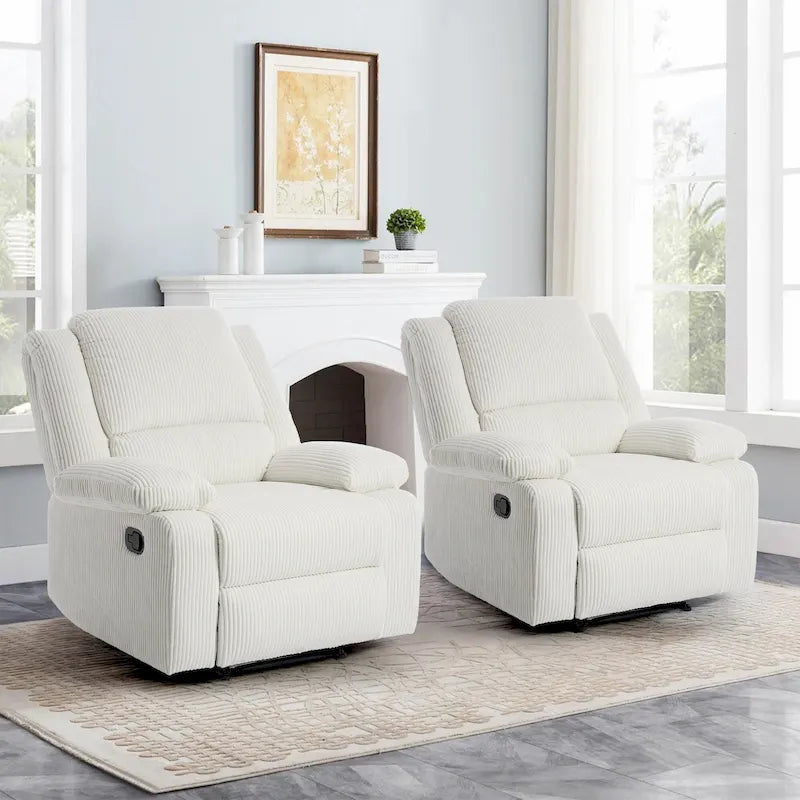 Fauteuil inclinable manuel push-back rembourré, ensemble de 2, design moderne