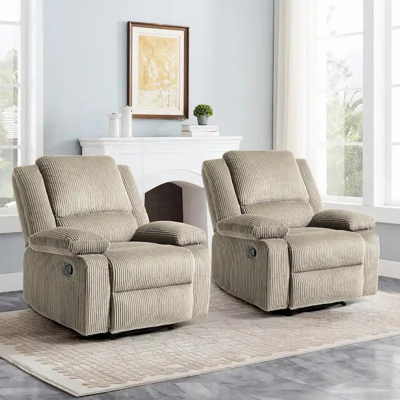 Fauteuil inclinable manuel push-back rembourré, ensemble de 2, design moderne