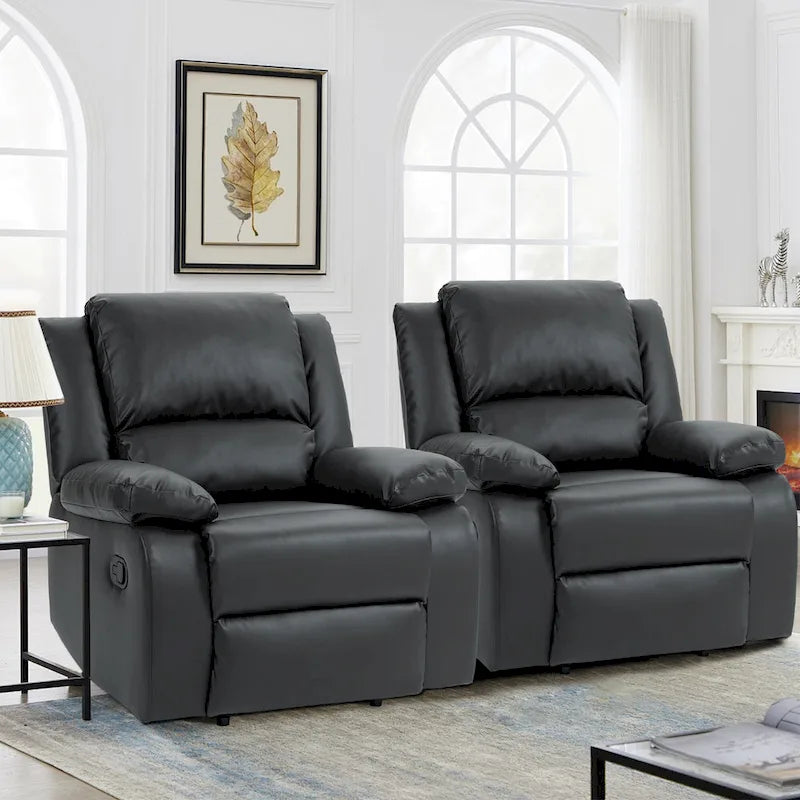 Fauteuil inclinable manuel push-back rembourré, ensemble de 2, design moderne