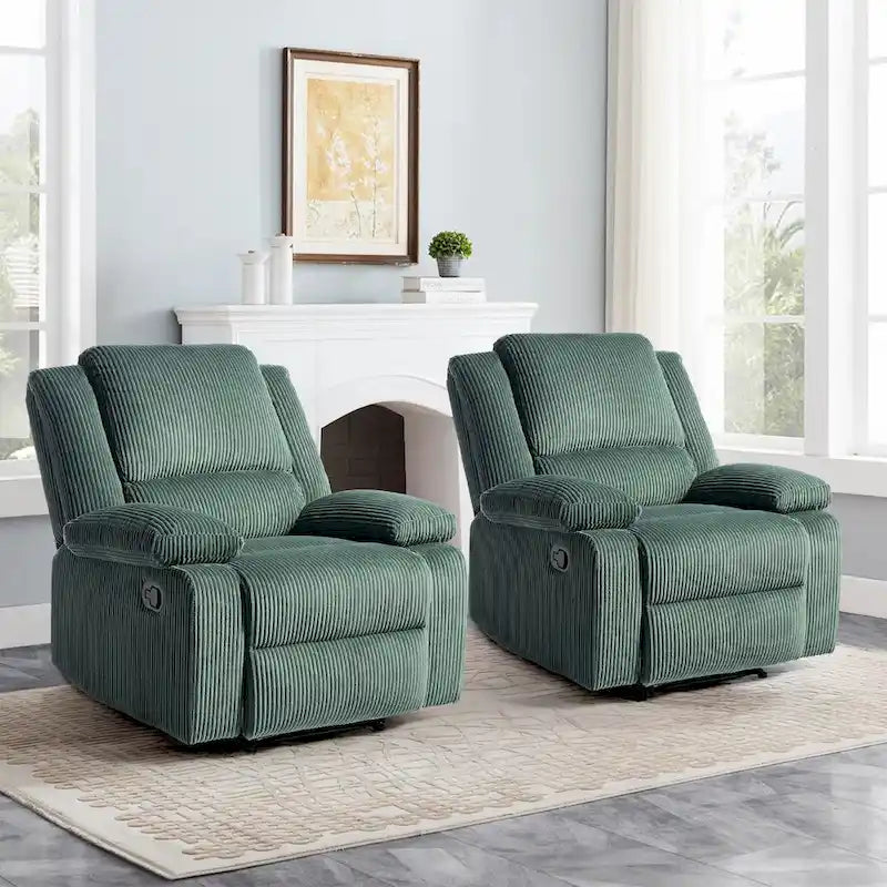 Fauteuil inclinable manuel push-back rembourré, ensemble de 2, design moderne