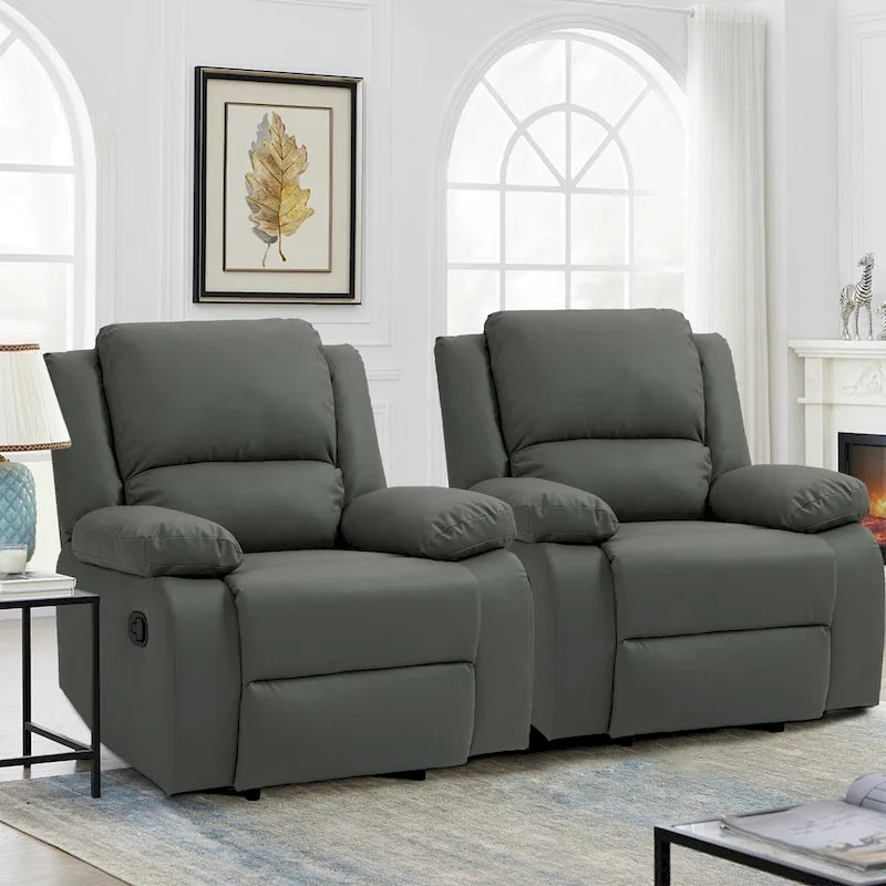 Fauteuil inclinable manuel push-back rembourré, ensemble de 2, design moderne