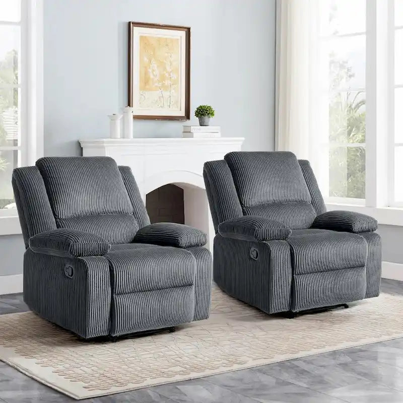 Fauteuil inclinable manuel push-back rembourré, ensemble de 2, design moderne
