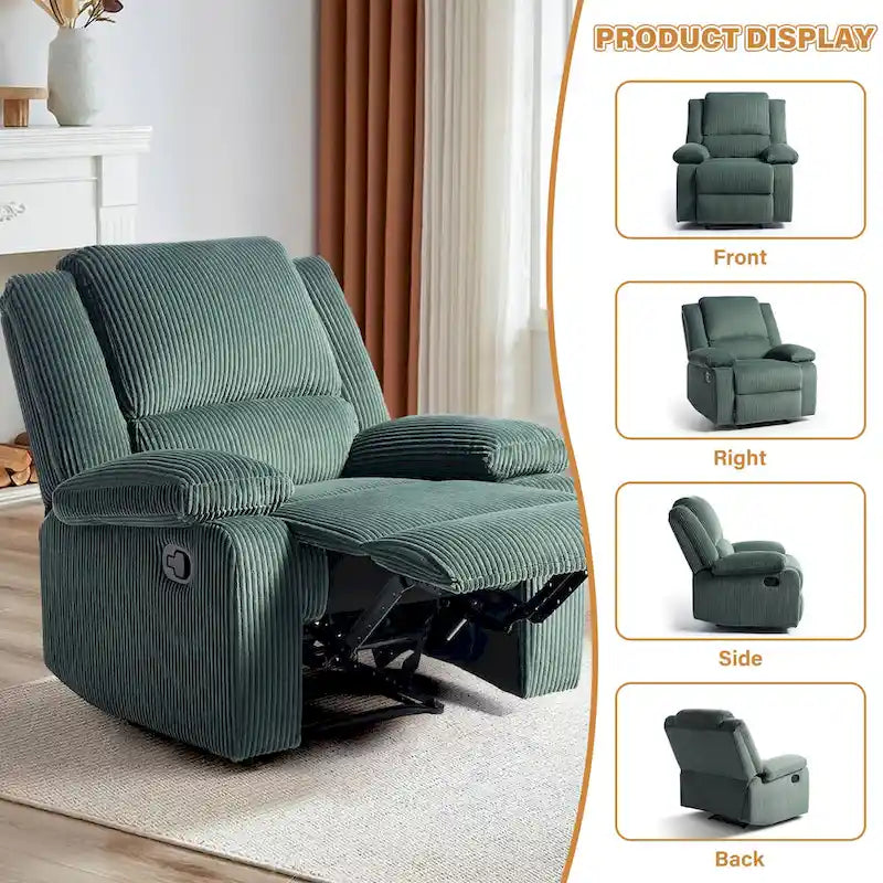 Fauteuil inclinable manuel push-back rembourré, ensemble de 2, design moderne