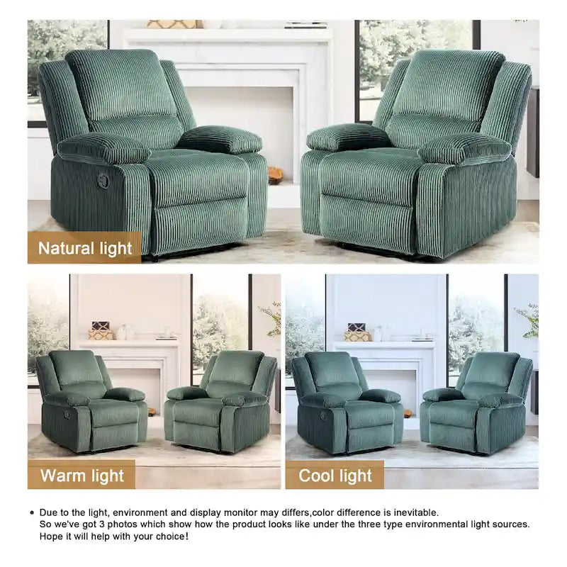 Fauteuil inclinable manuel push-back rembourré, ensemble de 2, design moderne