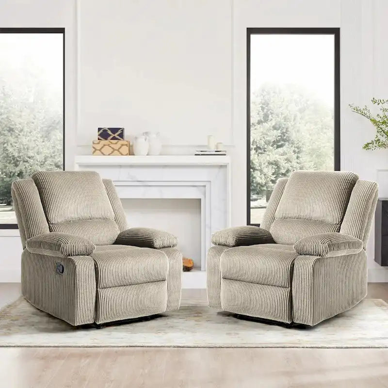 Fauteuil inclinable manuel push-back rembourré, ensemble de 2, design moderne