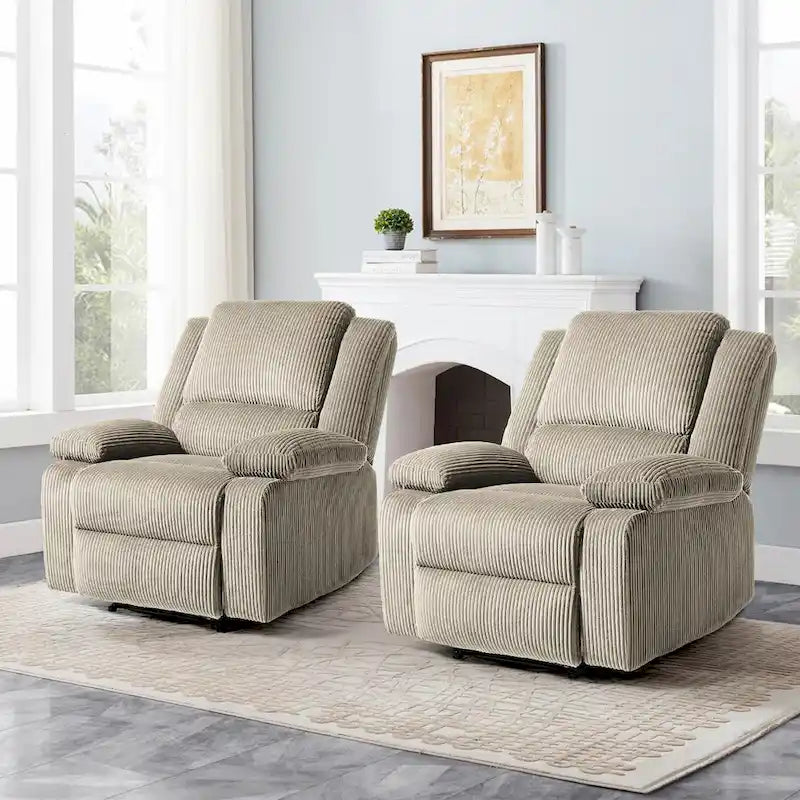 Fauteuil inclinable manuel push-back rembourré, ensemble de 2, design moderne