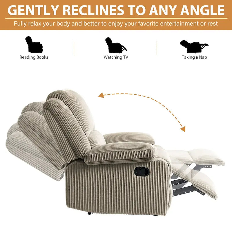 Fauteuil inclinable manuel push-back rembourré, ensemble de 2, design moderne
