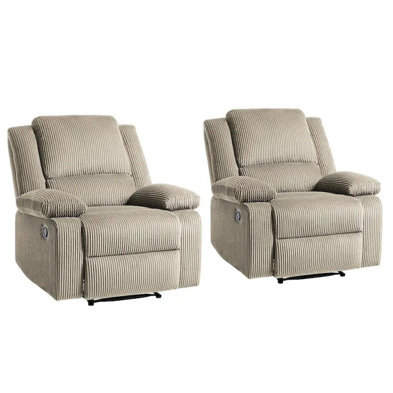 Fauteuil inclinable manuel push-back rembourré, ensemble de 2, design moderne