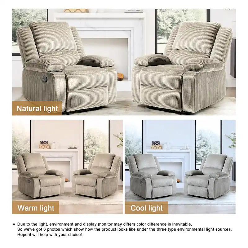 Fauteuil inclinable manuel push-back rembourré, ensemble de 2, design moderne