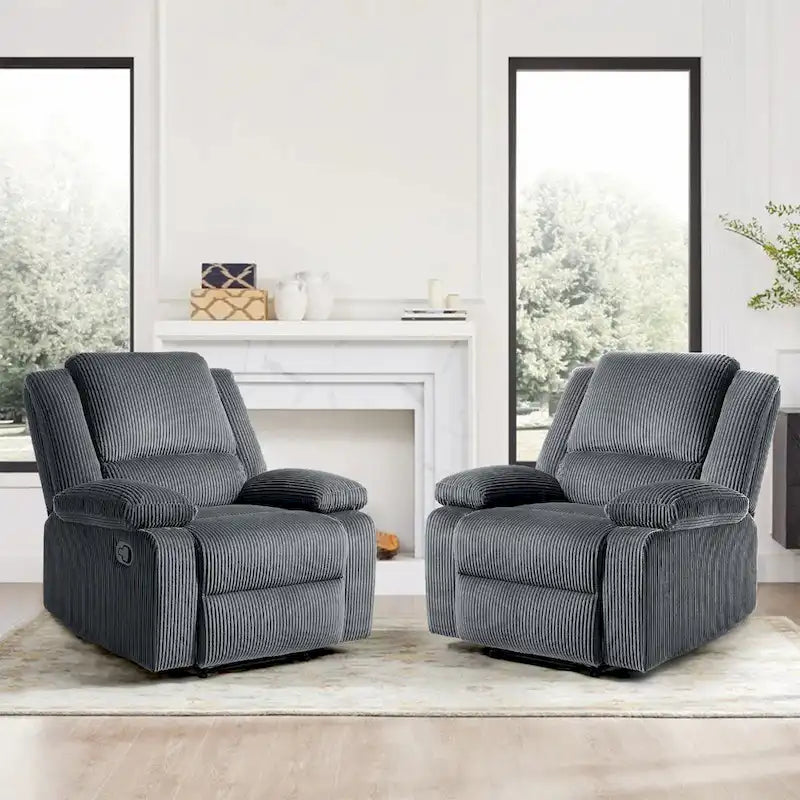 Fauteuil inclinable manuel push-back rembourré, ensemble de 2, design moderne