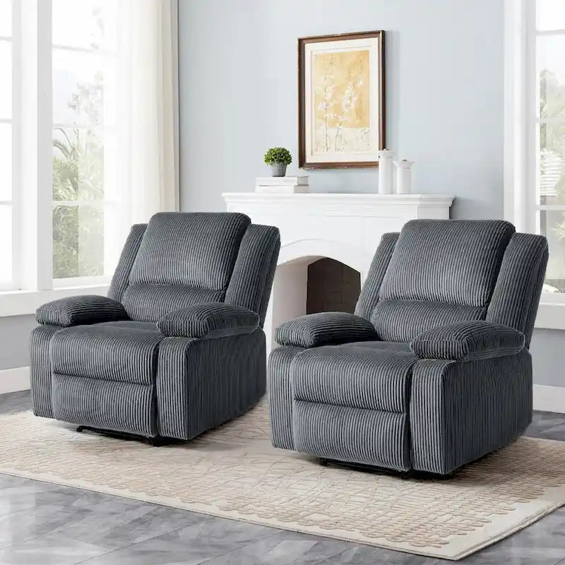 Fauteuil inclinable manuel push-back rembourré, ensemble de 2, design moderne