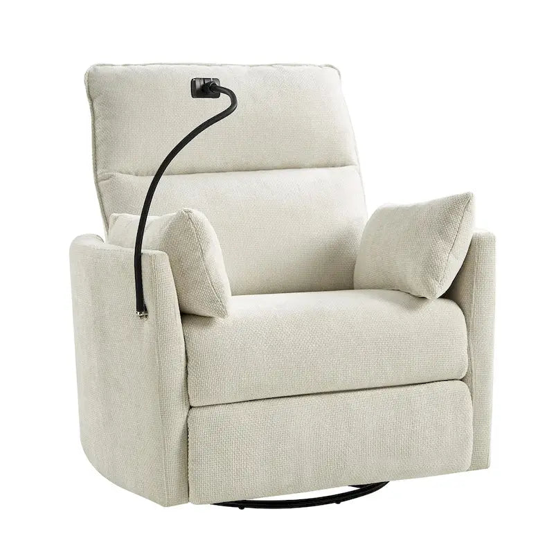 Fauteuil inclinable, berçant et pivotant Barry Modern 38 Power Nursery avec ports USB de HULALA HOME