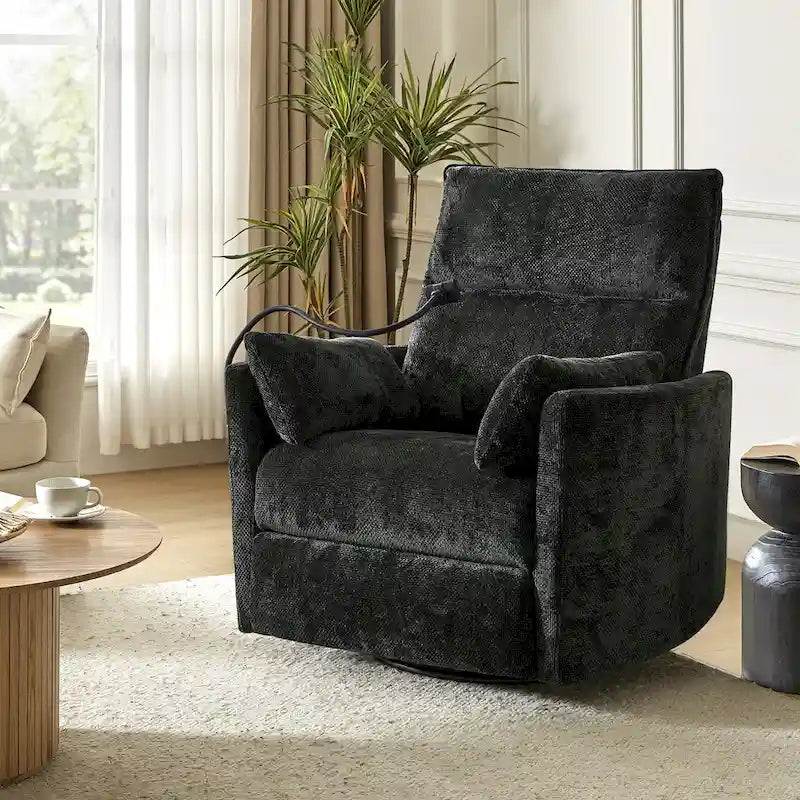 Fauteuil inclinable, berçant et pivotant Barry Modern 38 Power Nursery avec ports USB de HULALA HOME