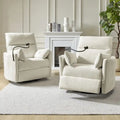 Fauteuil inclinable pivotant Barry Modern 38 Power Rocking Swivel Nursery Recliner avec ports USB lot de 2 par HULALA HOME