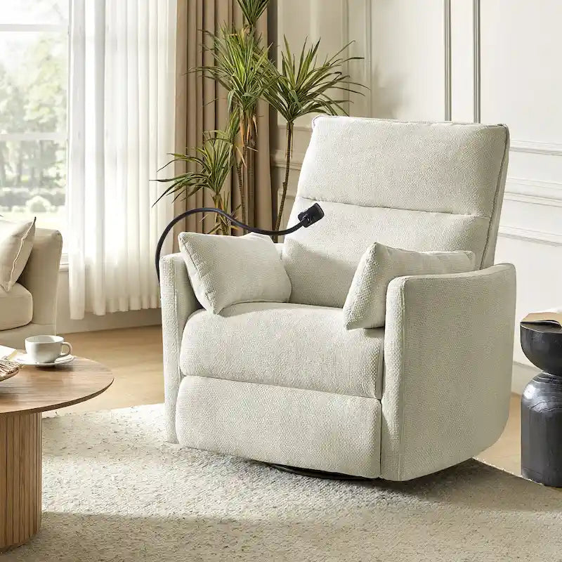 Fauteuil inclinable pivotant Barry Modern 38 Power Rocking Swivel Nursery Recliner avec ports USB lot de 2 par HULALA HOME