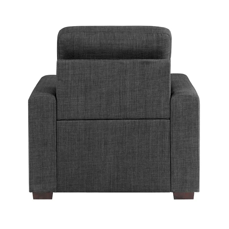 Fauteuil Cliff de 37 pouces, repose-pieds escamotable, polyester gris foncé, bois expresso
