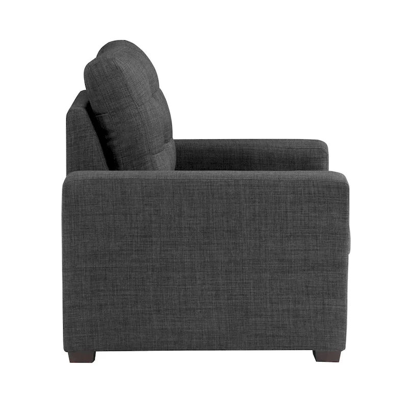 Fauteuil Cliff de 37 pouces, repose-pieds escamotable, polyester gris foncé, bois expresso