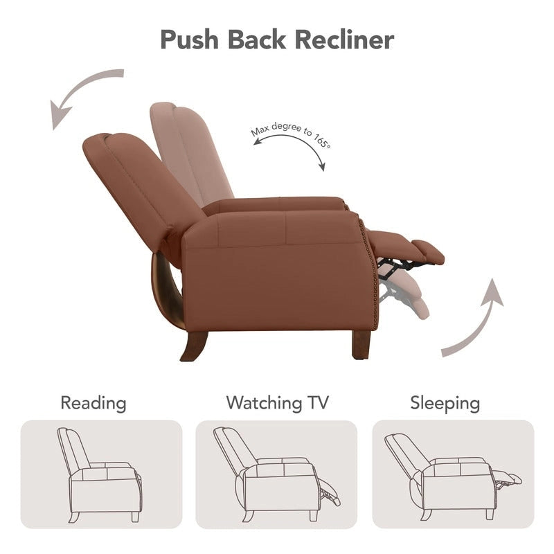 Fauteuil inclinable Elias Push Back pour adultes, en similicuir, pour salon
