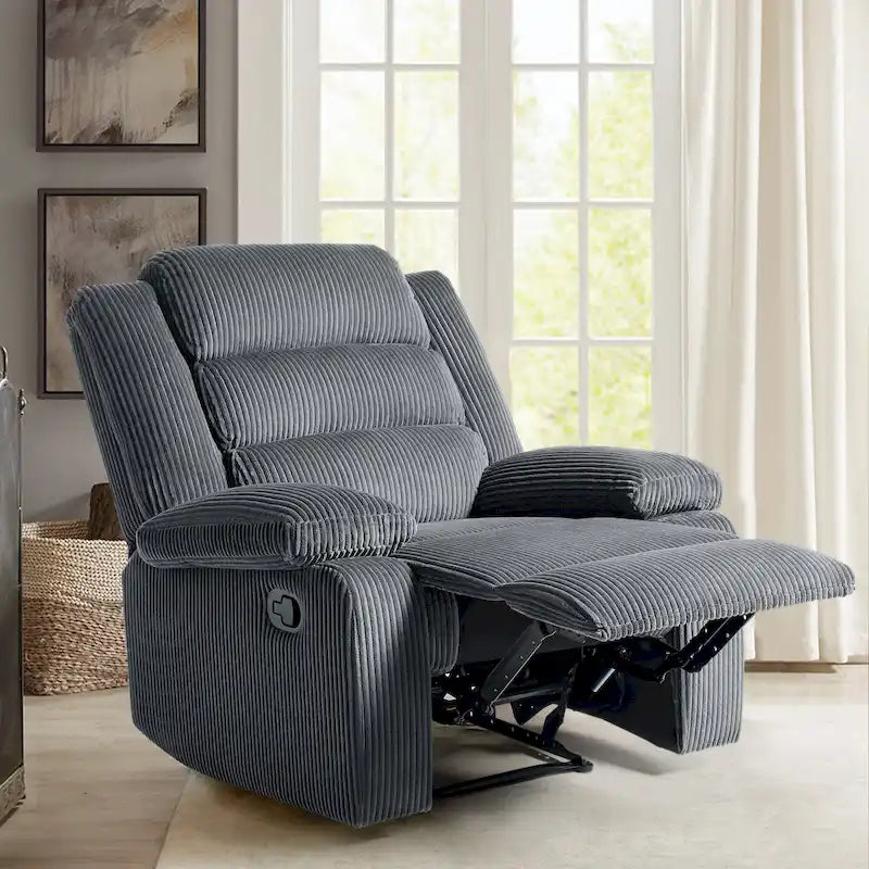 Fauteuil inclinable manuel en velours côtelé de coton surdimensionné avec accoudoirs larges