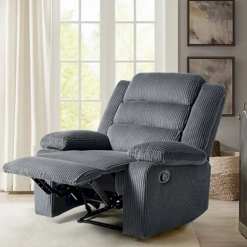 Fauteuil inclinable manuel en velours côtelé de coton surdimensionné avec accoudoirs larges