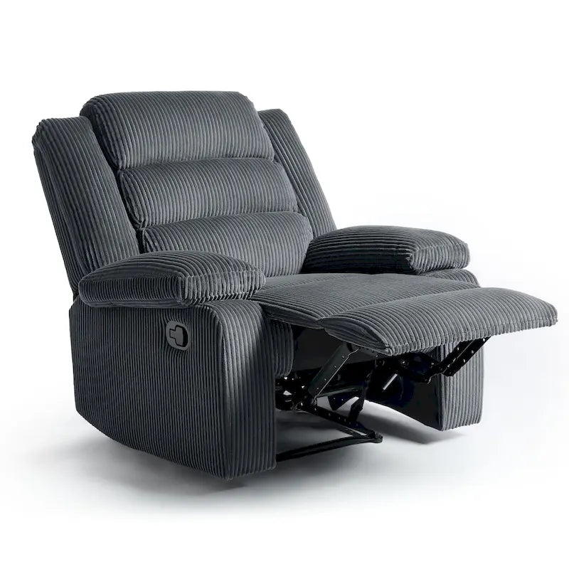 Fauteuil inclinable manuel en velours côtelé de coton surdimensionné avec accoudoirs larges