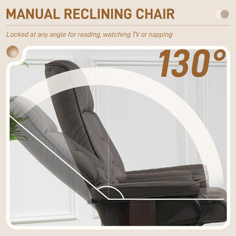 Fauteuil inclinable pivotant HOMCOM avec pouf, fauteuil relax en similicuir avec dossier haut
