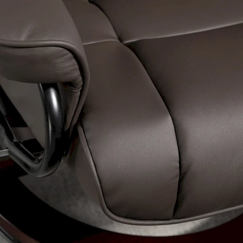 Fauteuil inclinable pivotant HOMCOM avec pouf, fauteuil relax en similicuir avec dossier haut