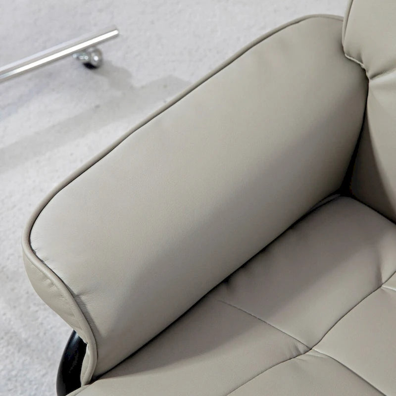 Fauteuil inclinable pivotant HOMCOM avec pouf, fauteuil relax en similicuir avec dossier haut