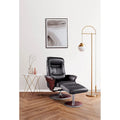 Fauteuil inclinable pivotant et repose-pieds en cuir noir Artiva
