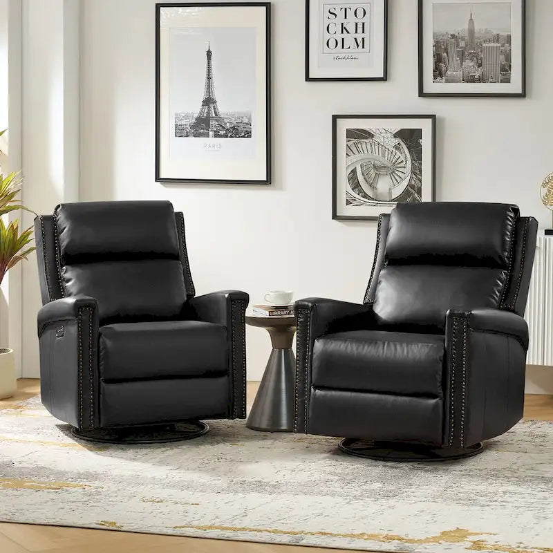 Ensemble de 2 fauteuils inclinables électriques pivotants et à bascule traditionnels Tobias par HULALA HOME