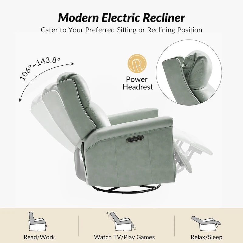 Ensemble de 2 fauteuils inclinables électriques pivotants et à bascule traditionnels Tobias par HULALA HOME