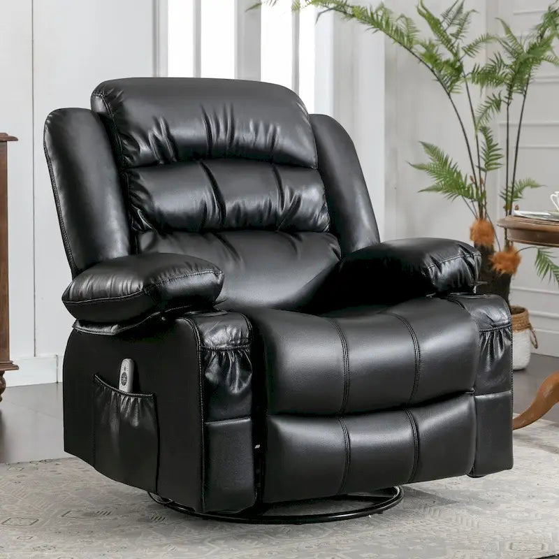 Fauteuil inclinable pivotant et massant avec vibration et chauffage, fauteuil ergonomique avec port de chargement USB