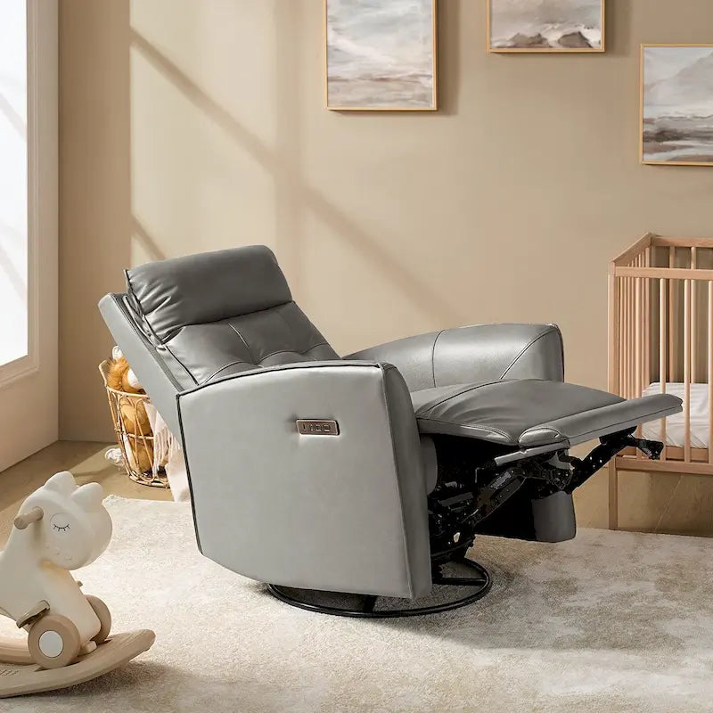 Fauteuil inclinable électrique Alberto Mordern en cuir véritable avec port de chargement USB par HULALA HOME