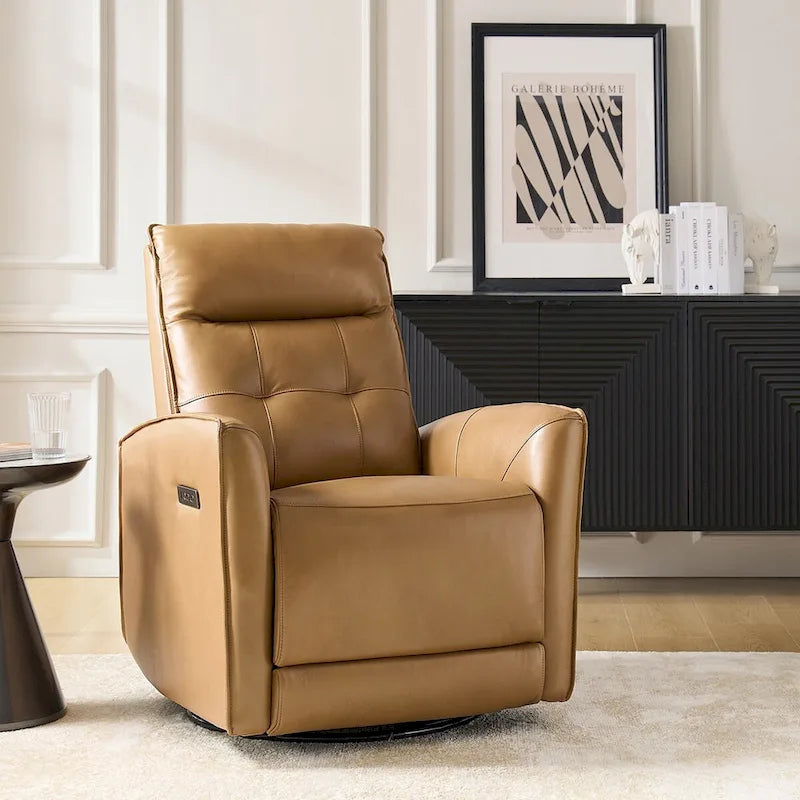 Fauteuil inclinable électrique Alberto Mordern en cuir véritable avec port de chargement USB par HULALA HOME